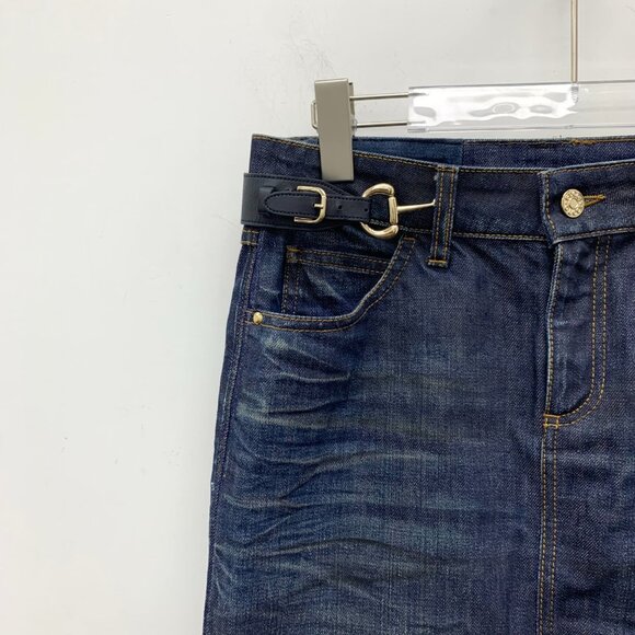 JW0495 Gucci dark blue cotton horsebit denim skirt 38 S size - Picture 3 of 7